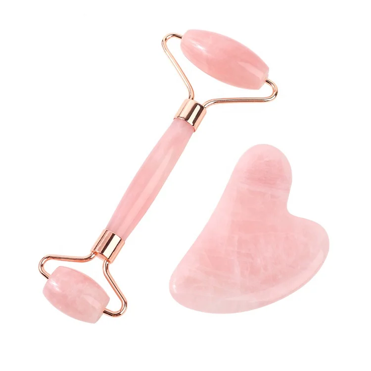 
Original Rose Quartz Face Massage Stone Jade Roller And Gua Sha Set 