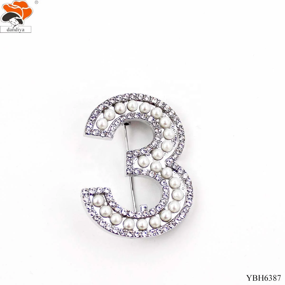 6 BROOCH Gold Silver Large Pearls Rhinestone number 01234 brooch pearls brooch Greek Sorority &Fraternity products Jewelry