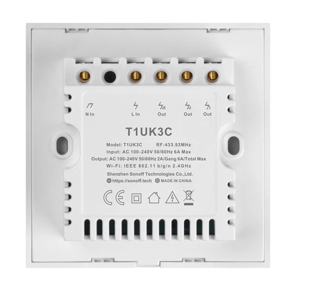 Original SONOFF T1 UK 1Gang WiFi RF App Remote Control Wall Light Smart Switch Works with Voice Control