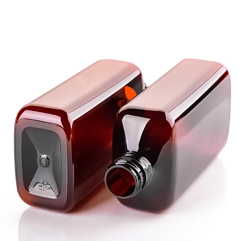 Factory direct 500ml square large flat PET cosmetics bottles foam pump plastic bottle