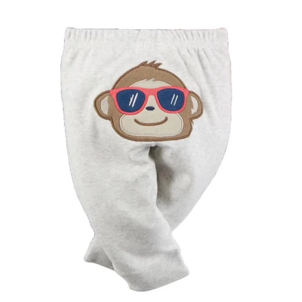 New Design Baby long trousers animal design embroidered Infant PP pants baby cotton