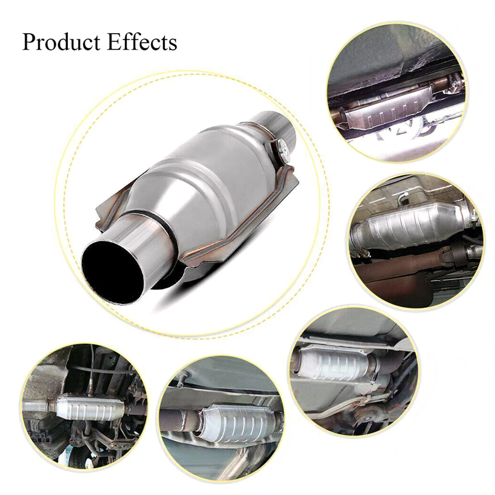 Inlet/Outlet Universal Catalytic Converter with O2 Port & Heat Shield 53004 Car Stainless Steel Catalytic Converter