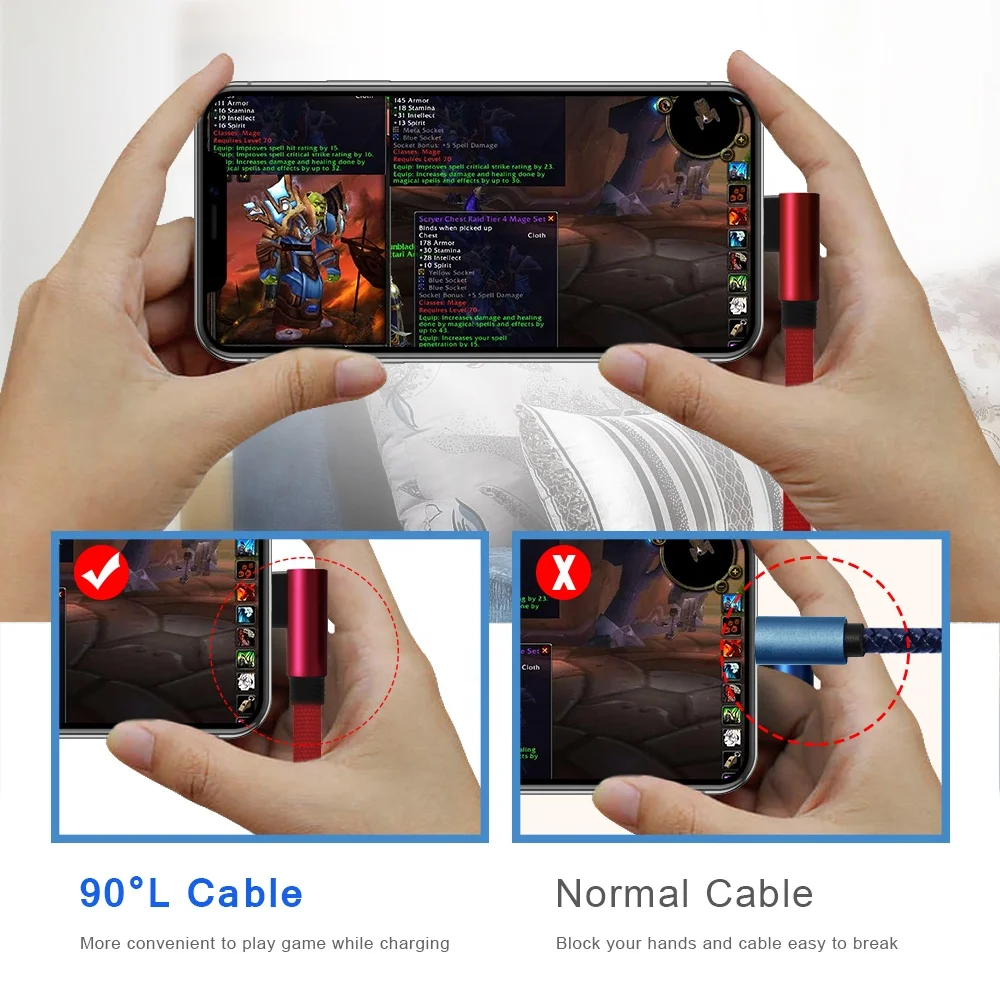 
Wholesale 90 degree magnetic Charging cable L shape USB data cable with CE/MFI/FCC 