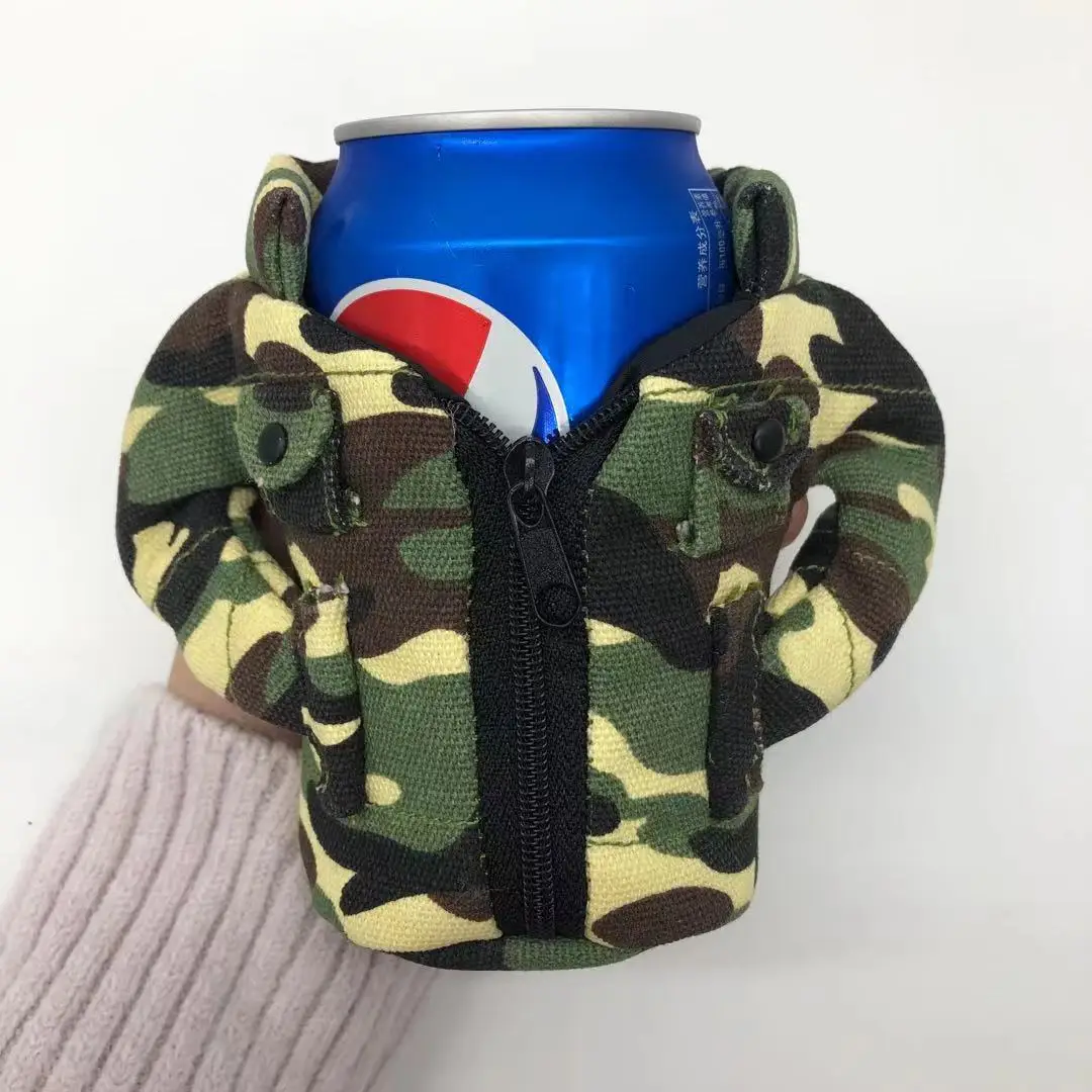 New style camouflage shape mini insulated cold jacket coating can sleeve holder