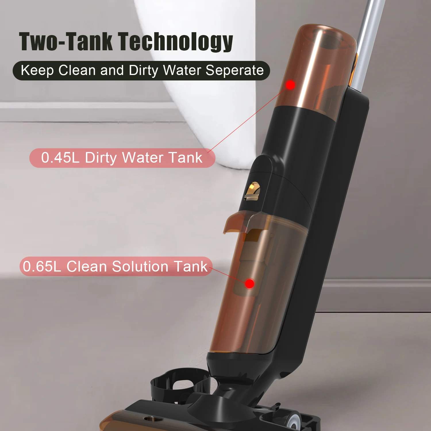 BSCI ISO9001 Purging Tank 900ml 125W Electric Mop Suction Power 10w LED Indicator Light Floor Scrubber Cleaning Machine for Home