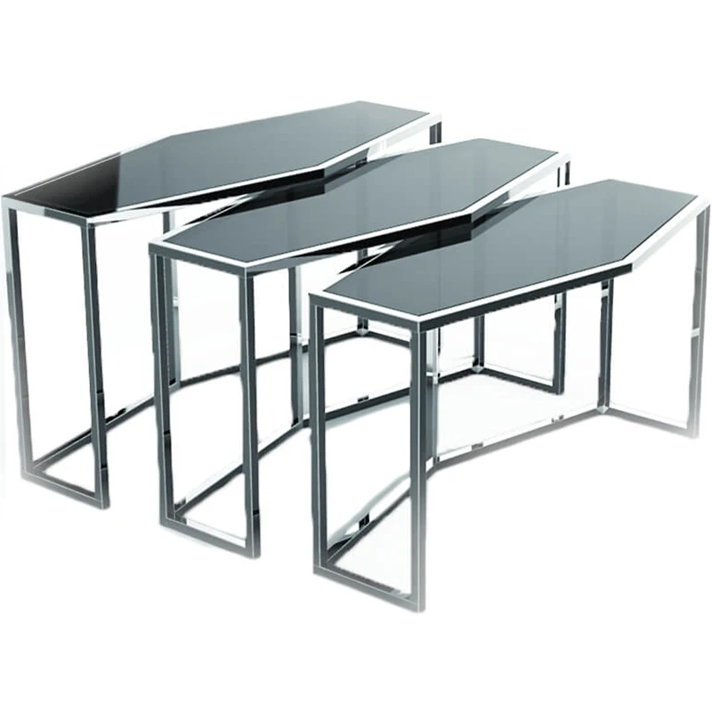 MoMA Restaurant Furniture Black Tempered Glass Customized Hexagon Buffet Table for High End Hotel