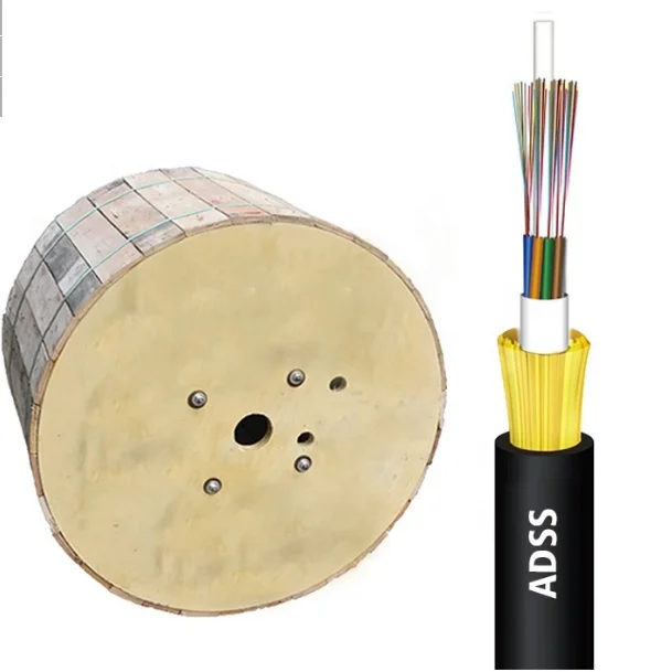 Supplier ADSS single jacket MDPE sheath 12/24 core SM G652D FRP 1.9mm 100m span fiber optical cable
