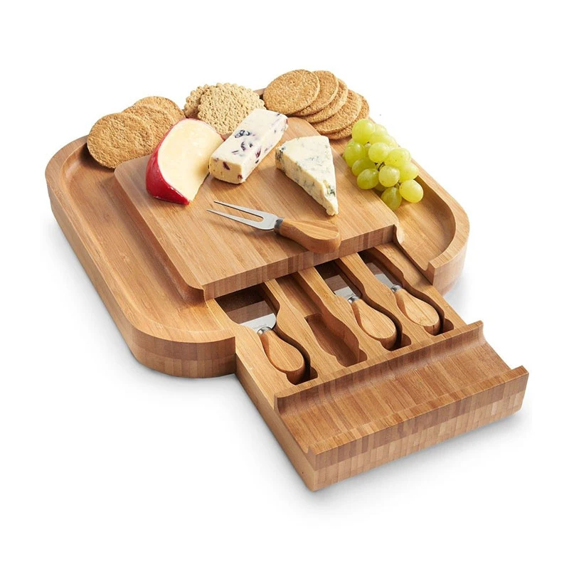 Распродажа, набор разделочных досок квадратной формы из бамбука и сыра с 4 выдвижными ящиками