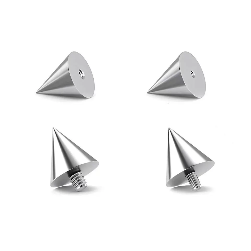 G23 Titanium Body piercing Jewelry Navel Nailed Lip Nail Eyebrow Spike Top M0.9 M1.2 Internally Threaded Stud Body Piercing