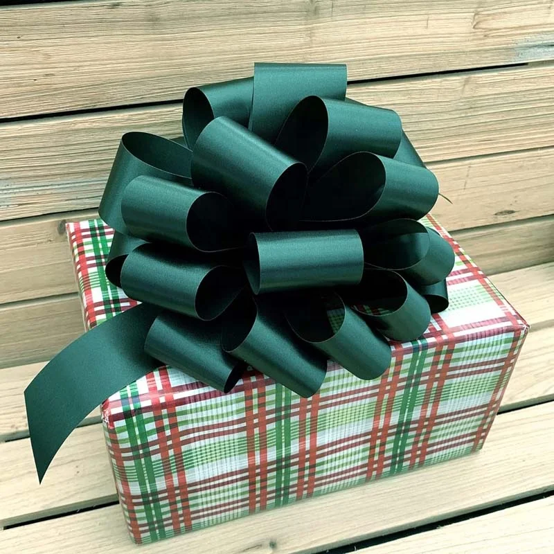 Wholesale Red Blue Gold Christmas Flower PP Curling Plastic Gift Custom Pull Bow Ribbon