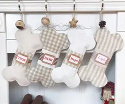 Подарок для детей, полосатые рождественские носки с монограммой, сублимационные рождественские чулки с чистыми костяшками для собак