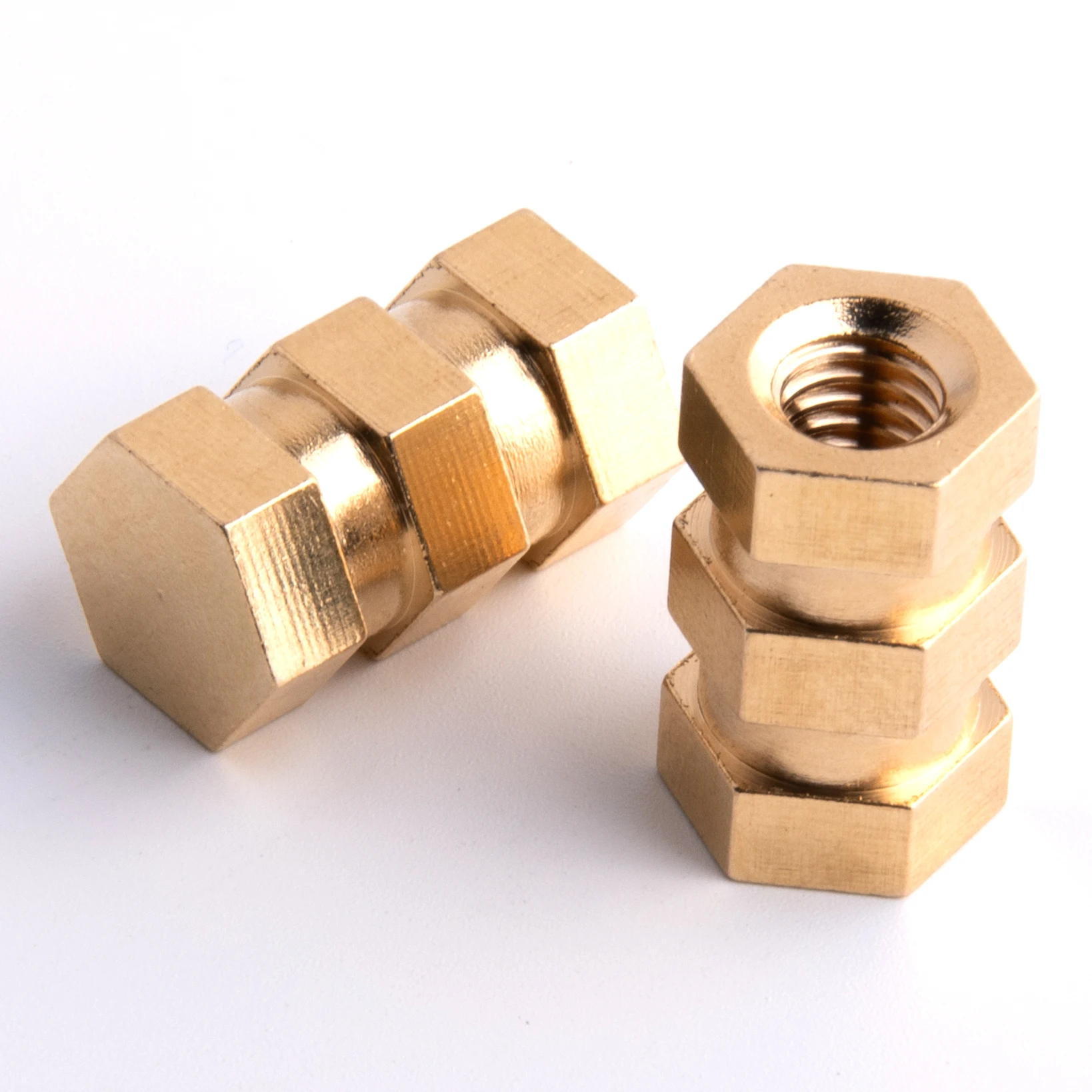 OEM Custom Brass Hexagon Flat Head Nut Copper Hex Nut Bolts Threaded Insert Brass Socket Head Copper Hex Nuts Connector