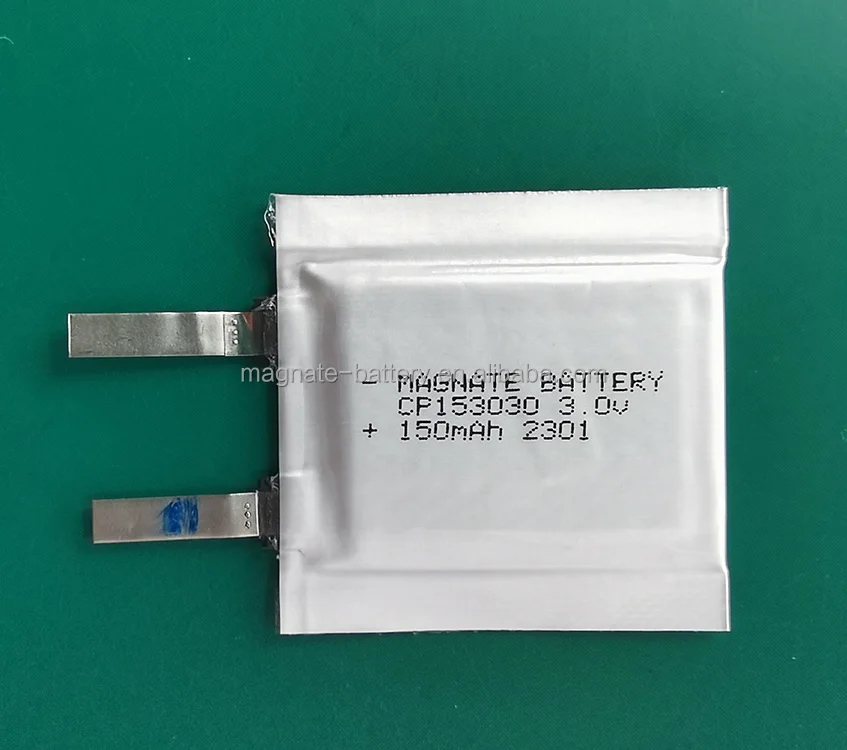 Lithium Manganese Dioxide battery CP153030 Pouch Cell 3V 150mAh Ultra thin Cell Battery Li-MnO2 Made in China