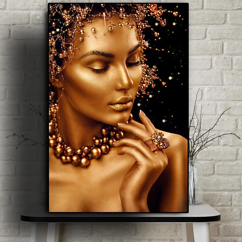 African Art Woman Oil Painting on Canvas Cuadros Posters and Prints Scandinavian Wall Picture for Living Room
