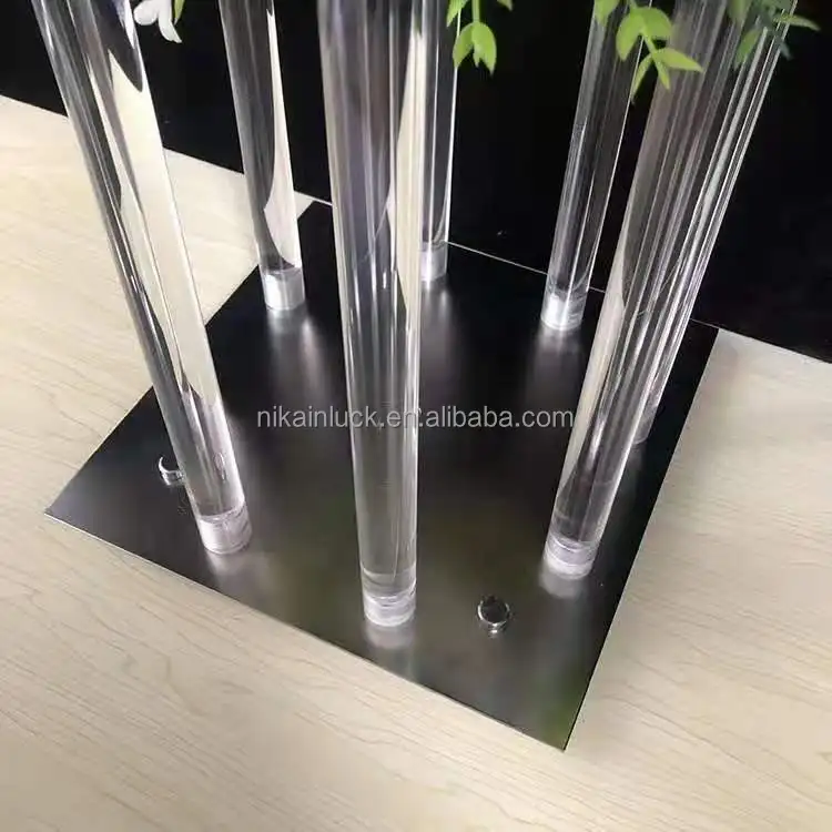 Wholesale 8 Arms Long Stemmed Glass Tube Vase Crystal Candle Holders Wedding Table Centerpieces Candelabra