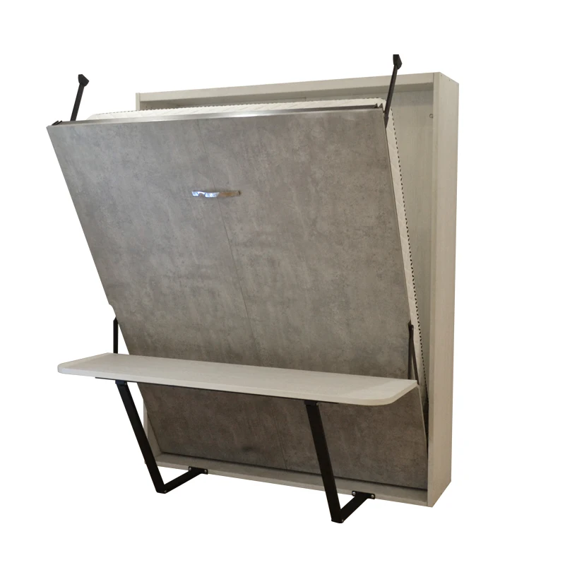 Smart electric bedroom furniture hides vertically folding wall-mounted cabinetry folding bed mechanism/kit with desk