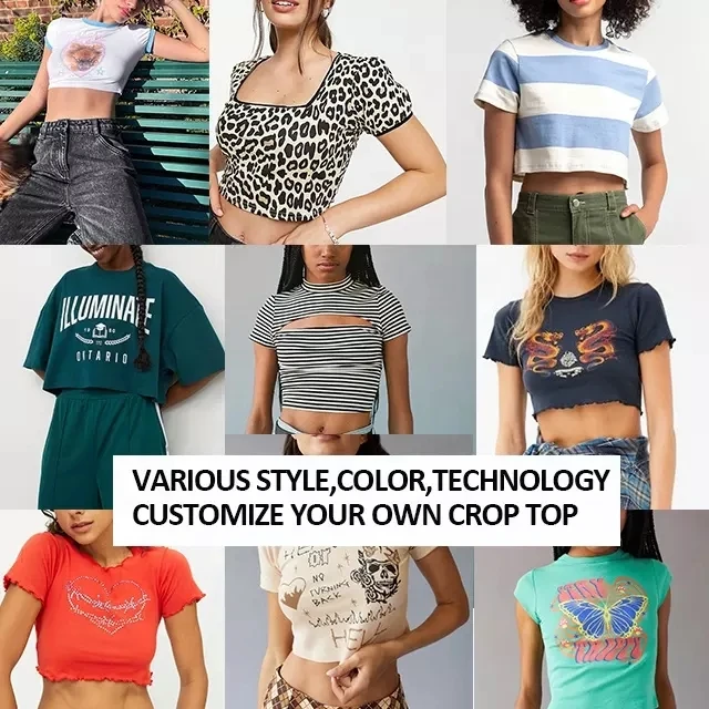 Custom Slogan White Print Baseball Crop Top Sexy Cropped T-Shirt Women Tight Slim Soft Cotton Spandex Girls Summer Baby Tee