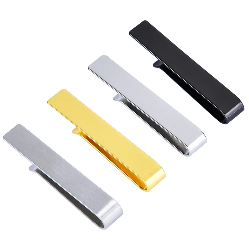 304 зажим для галстука из нержавеющей стали пятна, цвет серебристый, золотистый, черный воротник клип выгравированный логотип лазерный 4.8x0.8cm