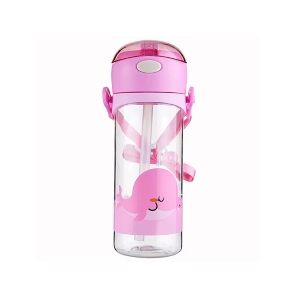 hot sale lovely pink dolphins printing back to school children portable belt flat straps drinkware water bottle