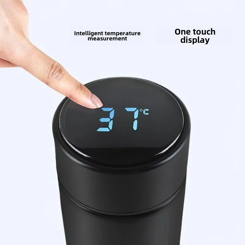 Intelligent 304 Stainless Steel Vacuum Thermos Cup Color-Changing Temperature Measurement Classic Food Customizable Advertising