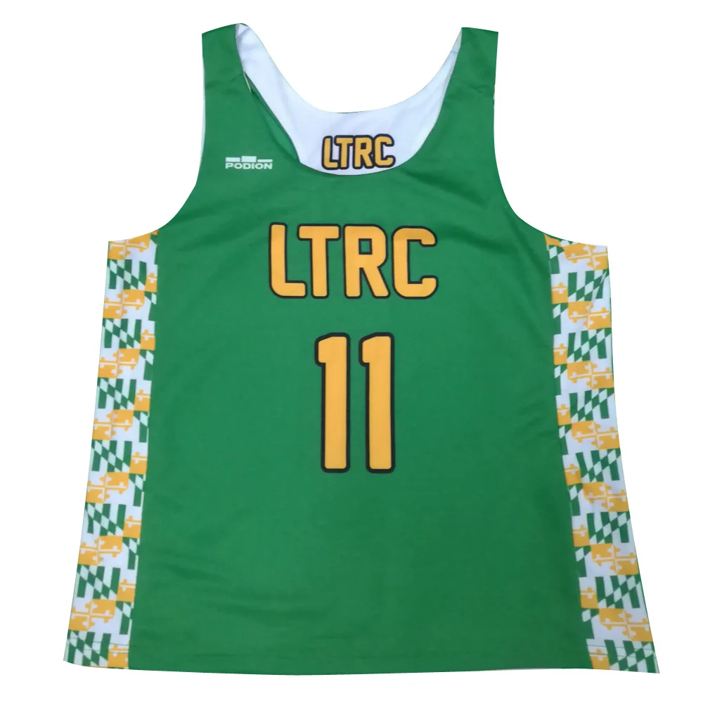 Custom  Ladies cut racerback lacrosse reversible jerseys sublimation 100% polyester lacrosse pinnies