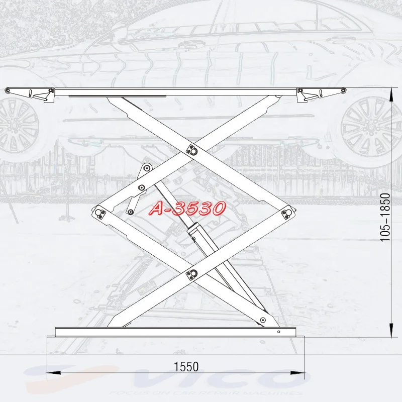 Vico Automotive lift ON GROUND INSTALL / ULTRA THIN SCISSOR LIFT #A-3530 Car scissor hoist alignment lift body repair equipment