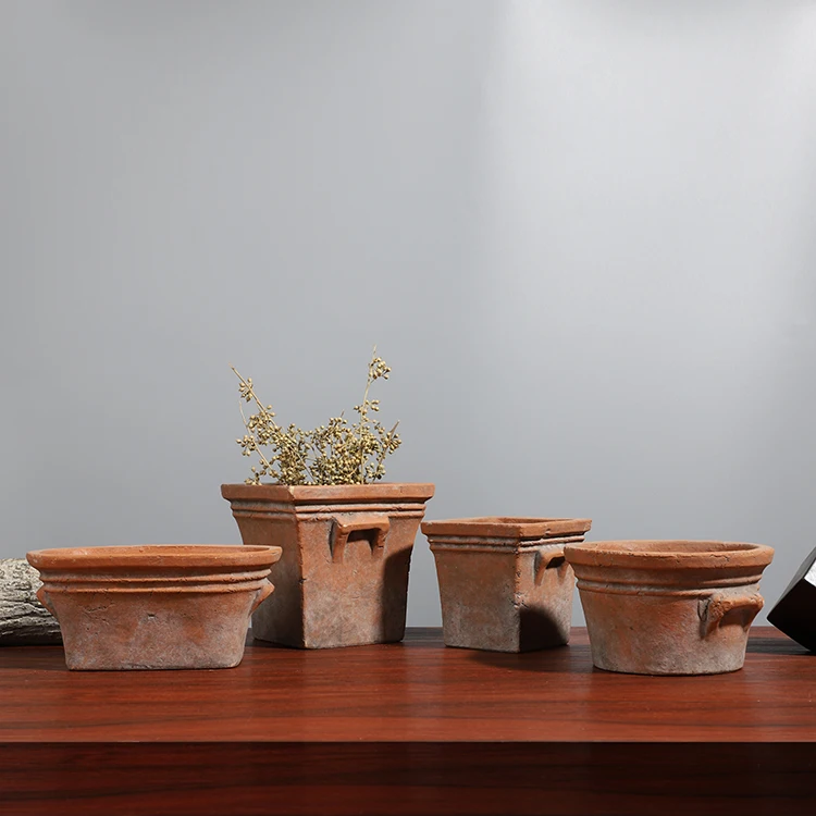 Wholesale custom logo matte balcony patio decorative terra cotta garden planters / ceramic pots for indoor plants