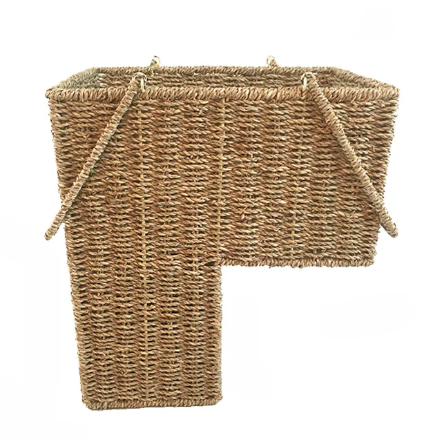 Renel Eco-friendly Grass Straw Woven Home Decorative Accessories Stair Step Basket
