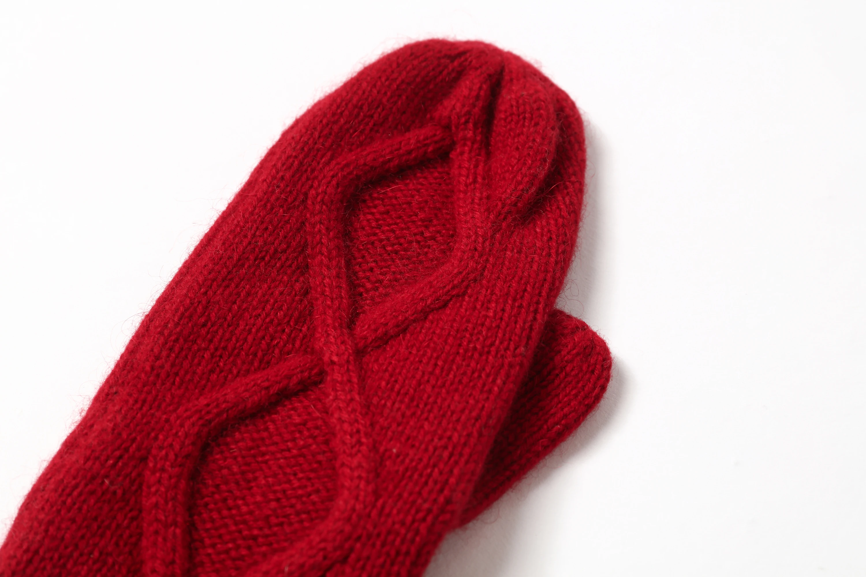 Warm Stretch Women Winter Pure Virgin Cashmere Thick Knitted Gloves Mittens