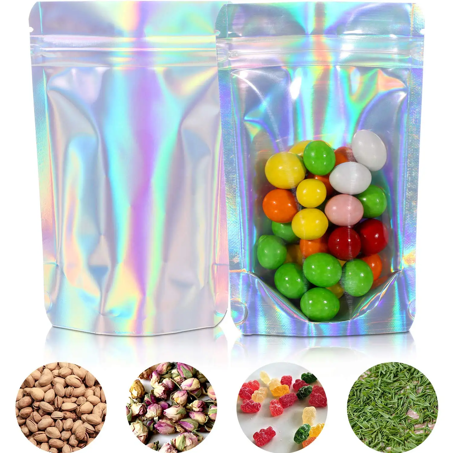 Custom colorful laser stand-up pouch manicure jewelry ziplock bag