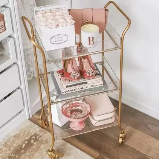 Customized Barber Furniture Stainless Steel Styling Trolley Beauty Hair barber metal Side Tool with wheels