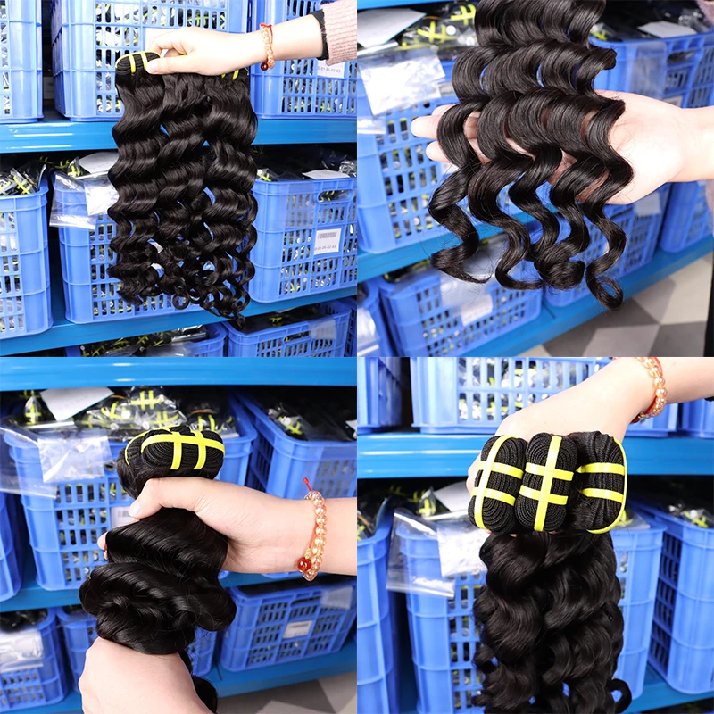 Cuticle Aligned Brazilian Hair 18 Inches 100 Raw Virgin Bundles Human Hair Wholesale Deep Wave Weft Bundles