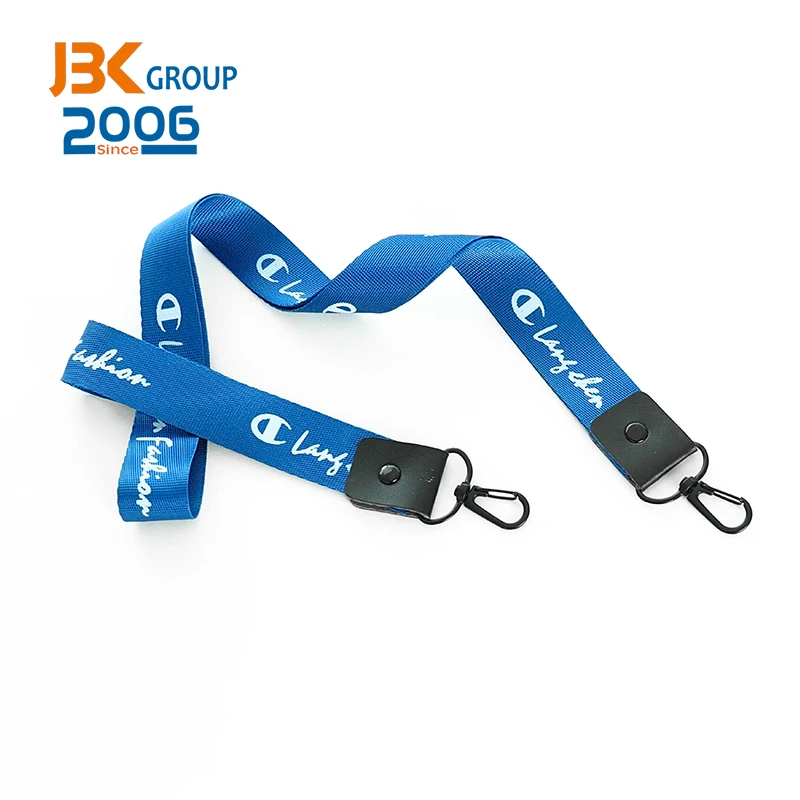 fashion lanyard silk screen wrist jacquard custom logo lanyard keychain