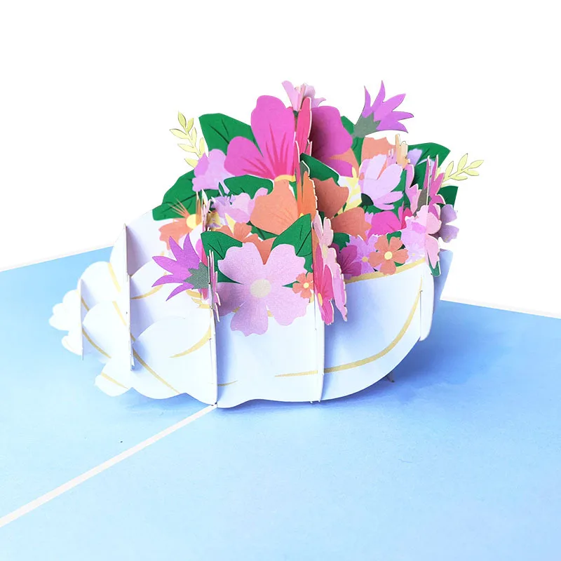 Romantic conch handmade Greeting Cards Flower hot sale pop up valentine 3D cards