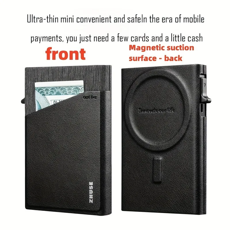 Magnetic Aluminium Automatic Elastic Card Case Rfid Magsafe Card Holder Wallet