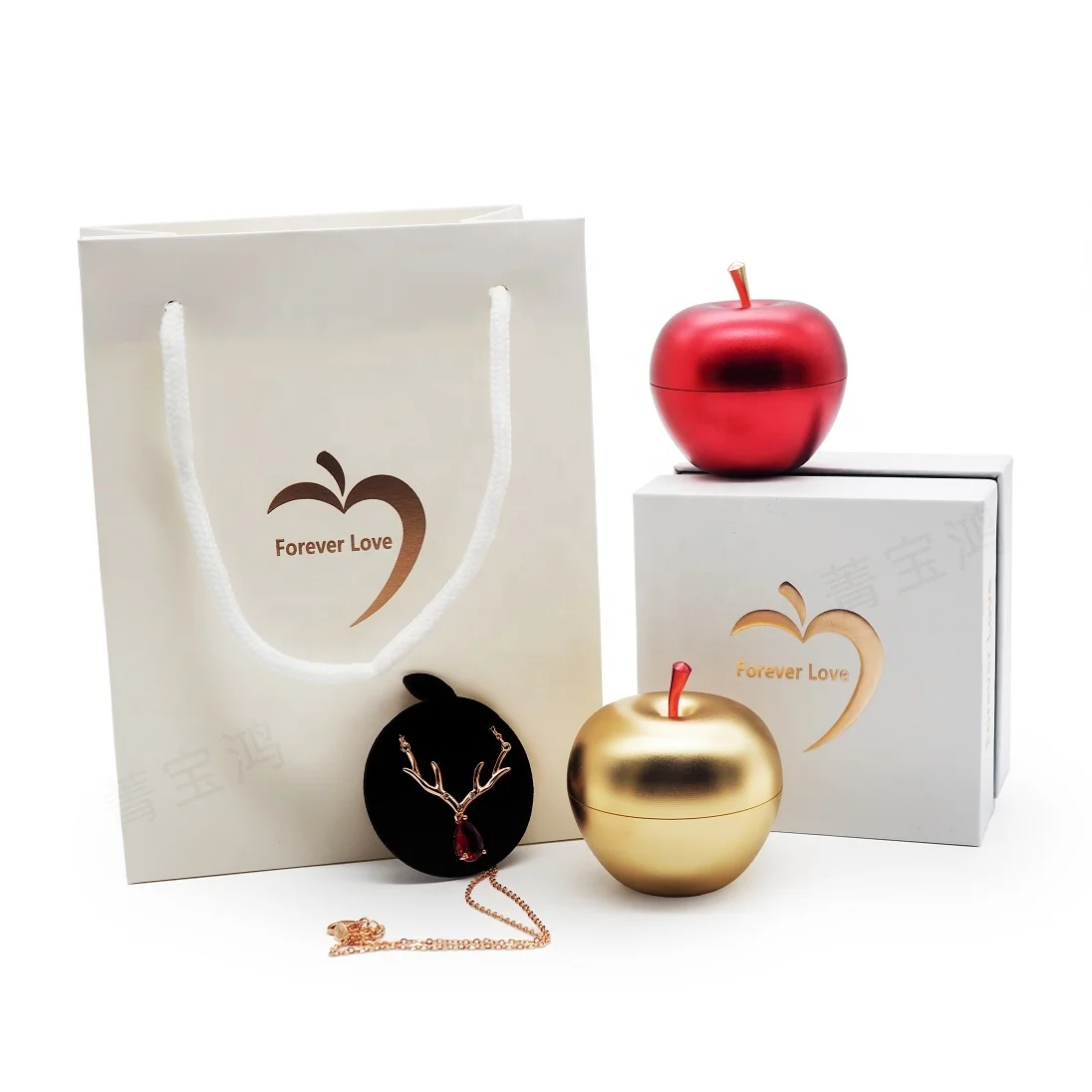 Ring gift packaging box gift necklace jewelry packaging apple ring box with christmas custom box
