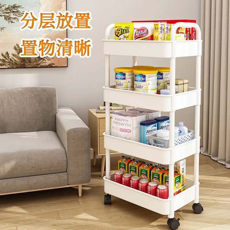 Hot selling plastic mobile storage cart with 4 plastic wheels  practical handcart with multiple scenes and specifications