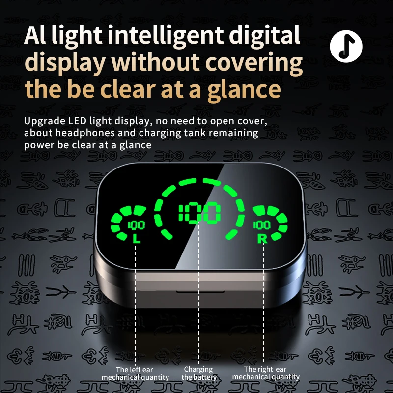 YD03 TWS earbuds LED display mirror BT5.3  earphones amazon top sell wireless headset