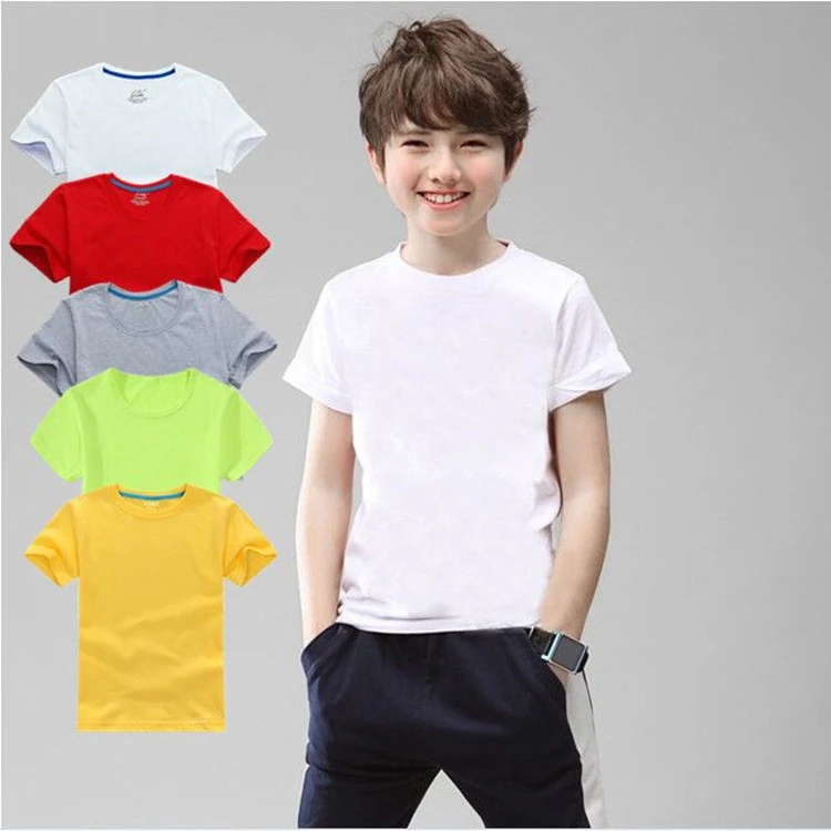 custom logo teen boy basic cotton solid short sleeve toddler boys t-shirts