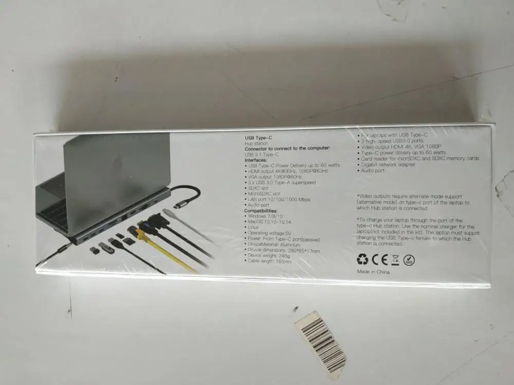 Двойной HDTV 11 в 1 Тип C концентратор с Vga Ethernet алюминий Usb для ПК