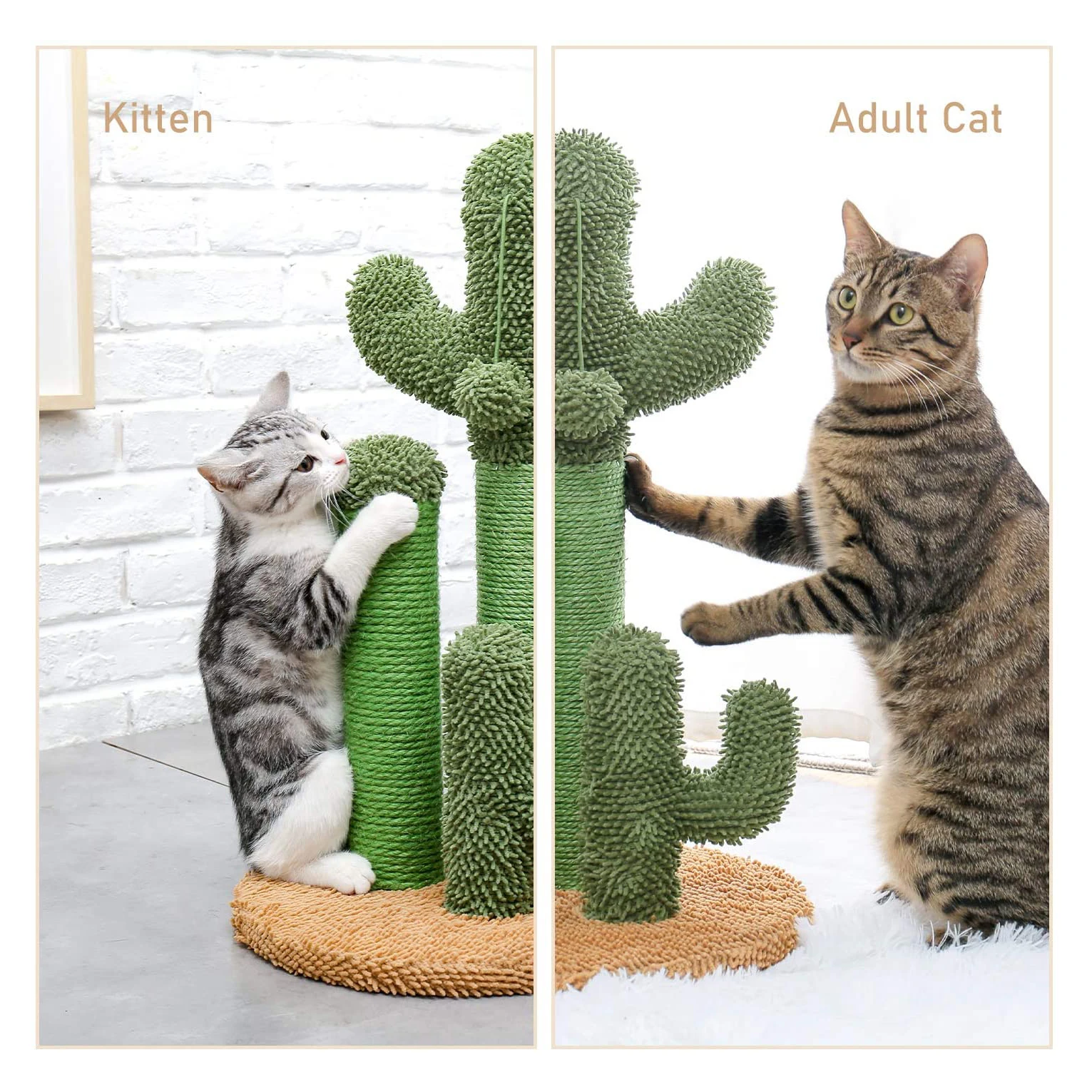 Amazon Top Seller 3 Scratching Poles Interactive Dangling Ball Cactus Cat Scratching Post Cactus Cat Scratcher