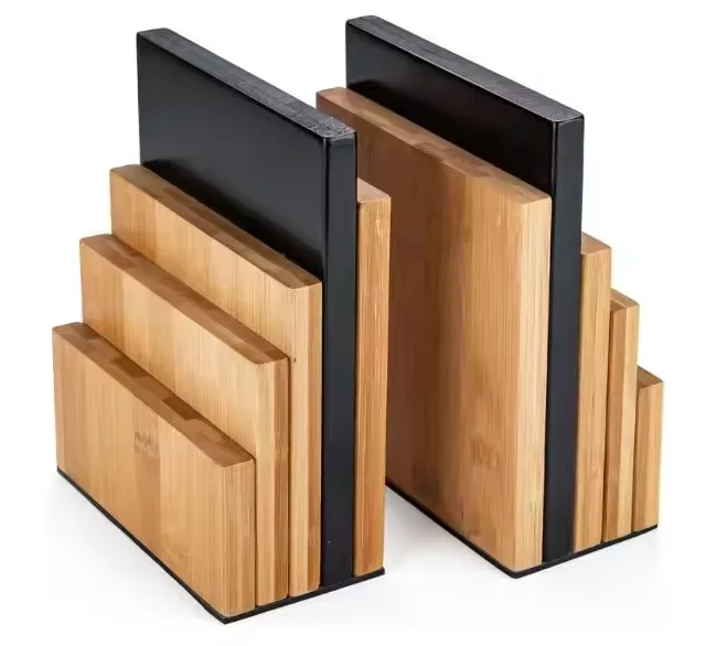 Bamboo Book End/Book Organizer  Non-Skid Decorative Bookends for Office and Home wooden Book Holders for Shelves