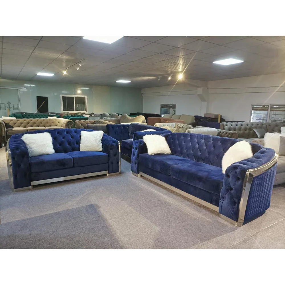 Синий бархат современный стиль мебель для дома Loveseat диван гостиная