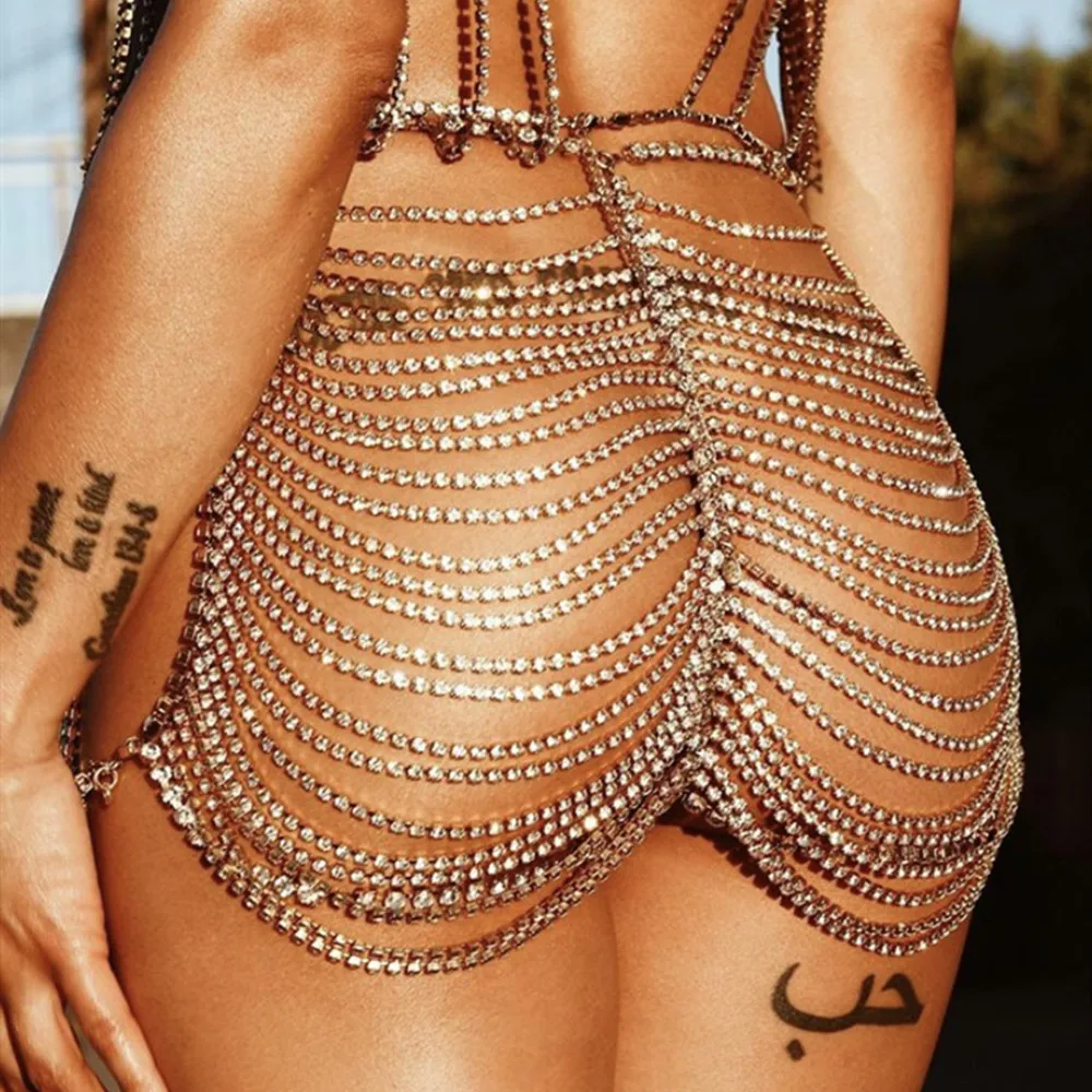 
Luxury Sexy Multi-layer Rhinestone Body Jewelry Waist Chain for Women Crystal Body Chain Dress Skirt Body Accessories Party Gift 