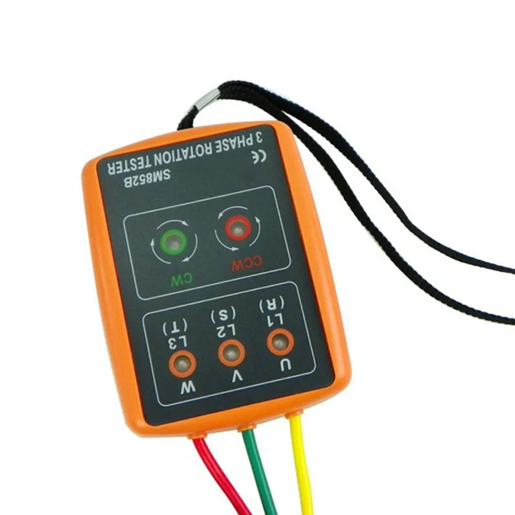 SM852B 3-Phase Rotation Tester Digital Phase Indicator Detector LED Buzzer Phase Sequence Meter