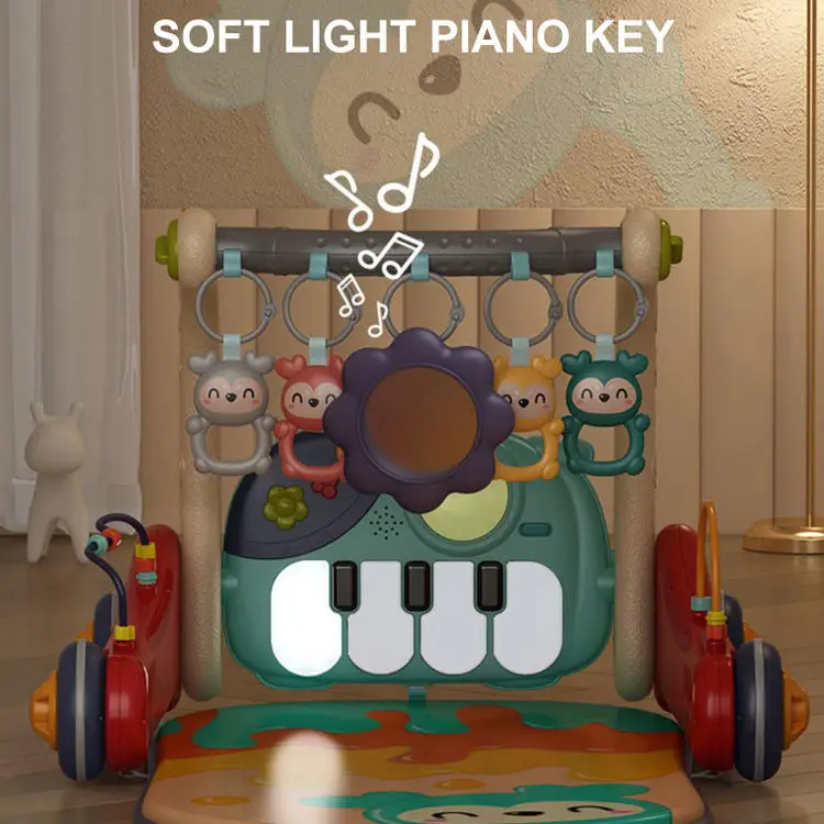 KSF 3 in 1 Infants Baby Walker Activity Center Kick Piano Keyboard Baby Play Gym Mat Sit-to-Stand Learning Walker Children Toys