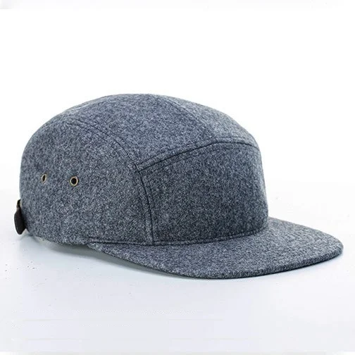 Oem outdoor hiking custom five panel camper cap, wholesale 5 panel snapback hat with a leather strap