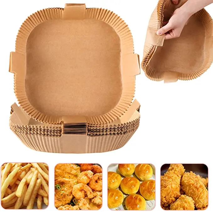 Oil-proof Water-proof Air Fryer Disposable Paper Liners  Square Parchment Cooking Non-Stick Liner Baking foil