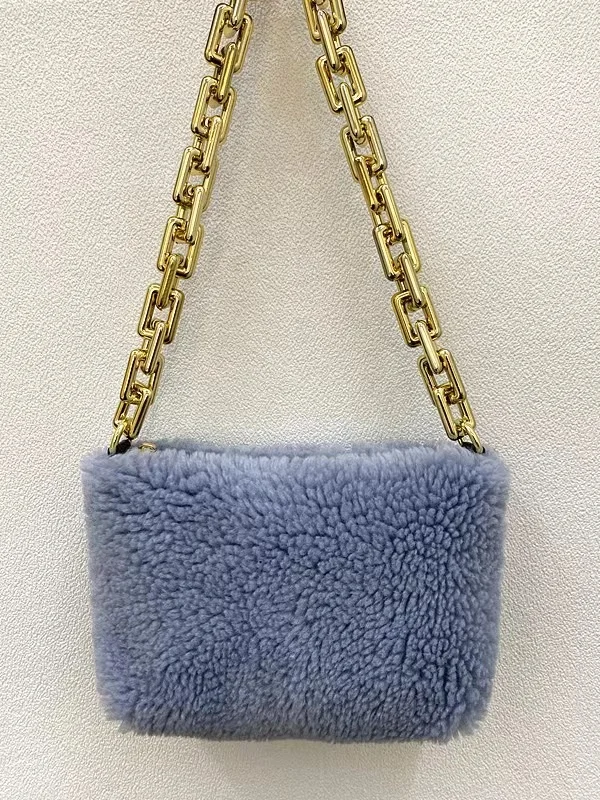 2022  high  street  fashion bags   curly  lamb  faux fur handbag    women  fur  bags