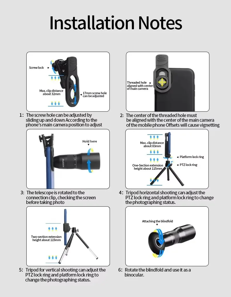 Wide Angle Macro Camera Phone Lenses 25X Telescope Lens For Mobile Phone
